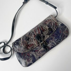 Patricia Nash Leather Paisley Print Crossbody Purse Clutch